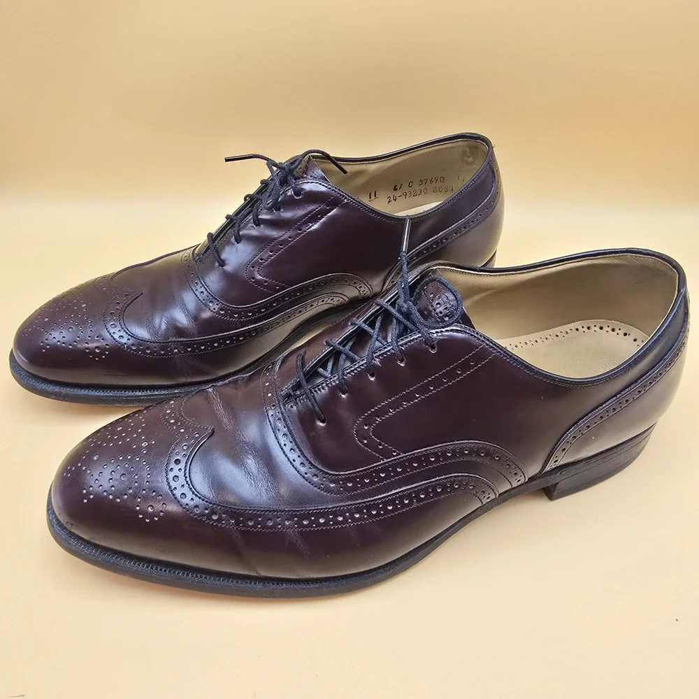 Johnston & Murphy Limited Burgundy Leather Wingtip Oxford Dress Shoes‎ Mens 11 C